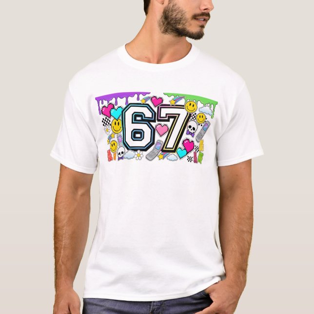 T-shirt 67 Six Seven Retro Y2K Aesthetic  (Devant)