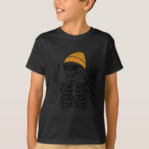 T-shirt 67 Squelette de Halloween Signe de Paix Drôle Mème