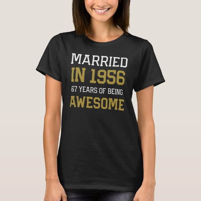 T-shirt 67e anniversaire pour les hommes mariés en 1956 Co (Devant)