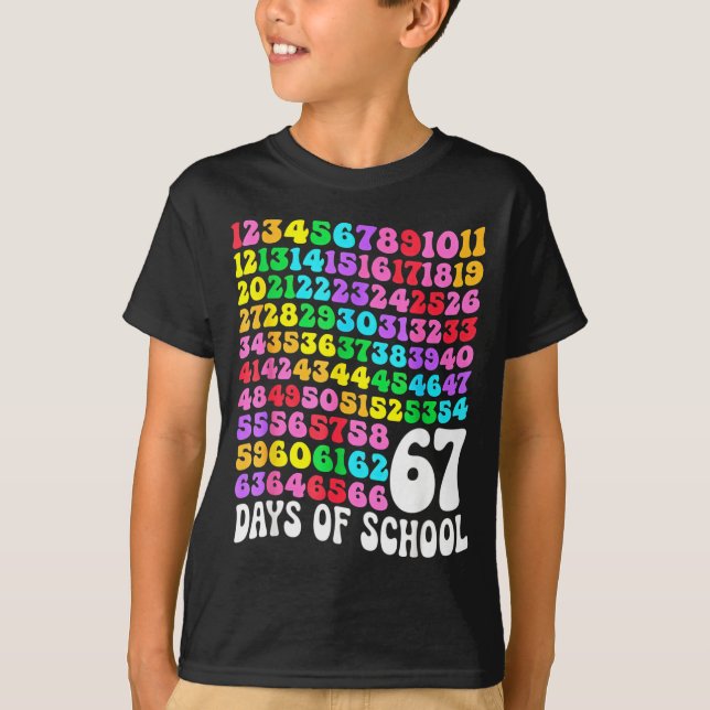 T-shirt 67th Day Of School Teacher 67 Days Math Numbers  (Devant)