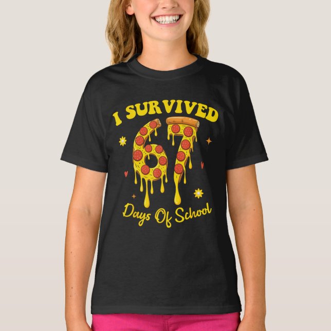 T-shirt 67th Day Of School Zza Slice 67 Days Of School Boy (Devant)