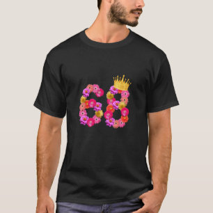 T-shirt 68 Anniversaire Femmes Flower Crown Mon 68t