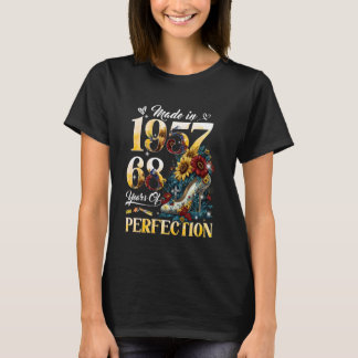 T-shirt 68e anniversaire Floral Fabriqué en 1957 68 Ans So