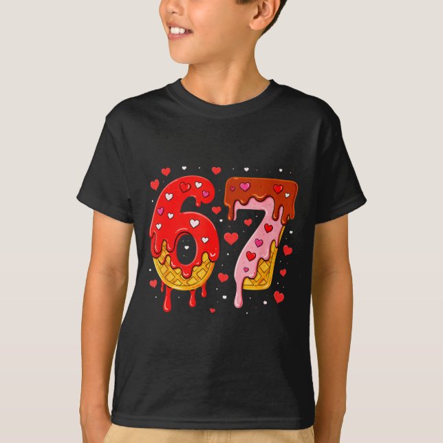 T-shirt 6 7 Cream Drip Six Seven Meme Valentine's Day Men  (Devant)
