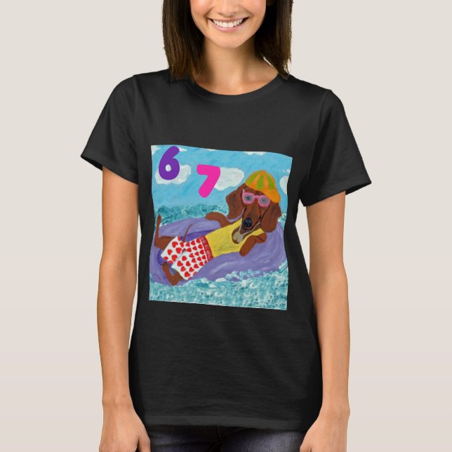 T-shirt 6 7 dachshund beach bum shirt (Devant)