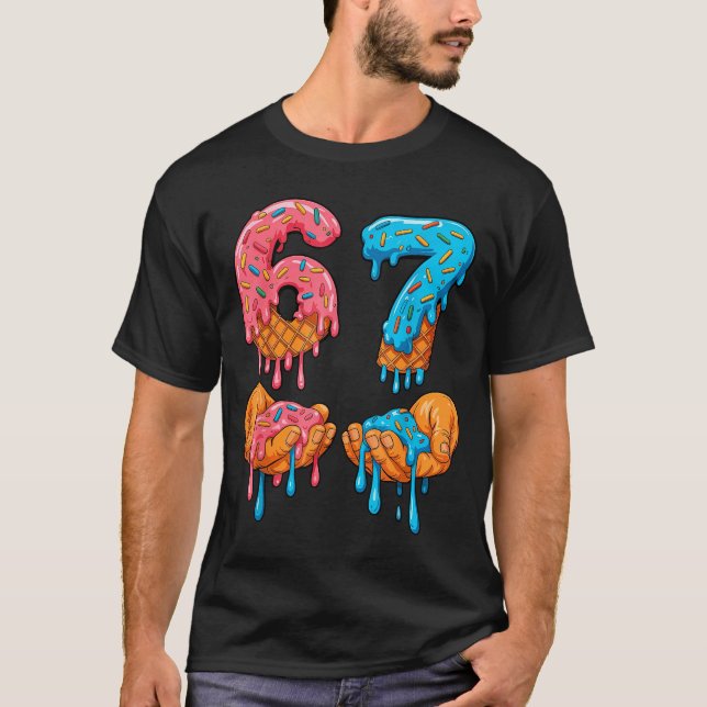 T-shirt 6 7 Meme Ice Cream Drip Gen Alpha Slang  (Devant)