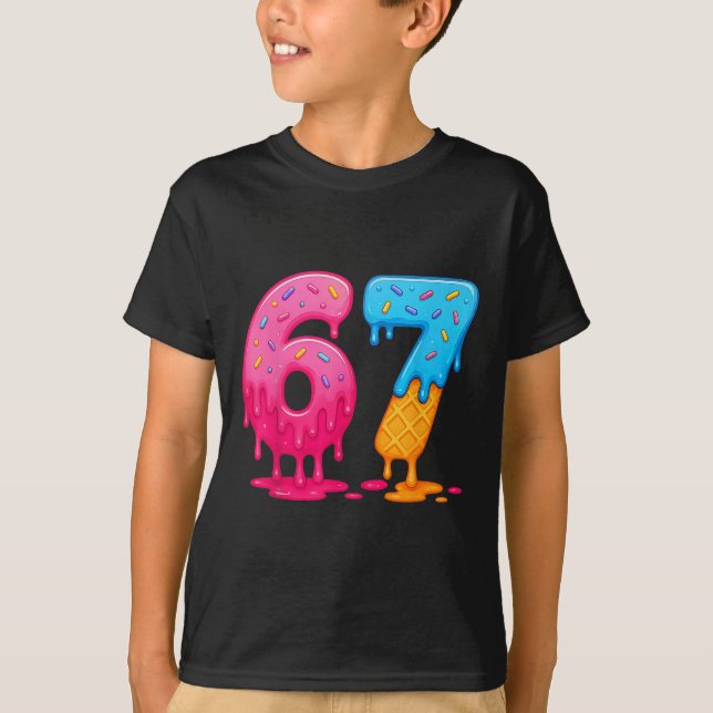 T-shirt 6 7 Mème Six Sept Crème Glacée qui Dégouline  (Devant)