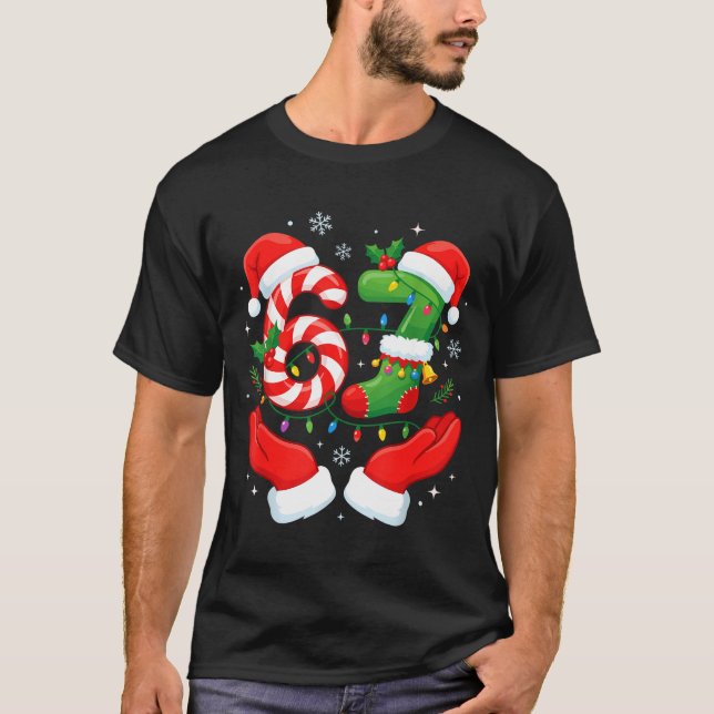 T-shirt 6 7 Pajamas Six Seven Matching Ugly Christmas 67 F (Devant)