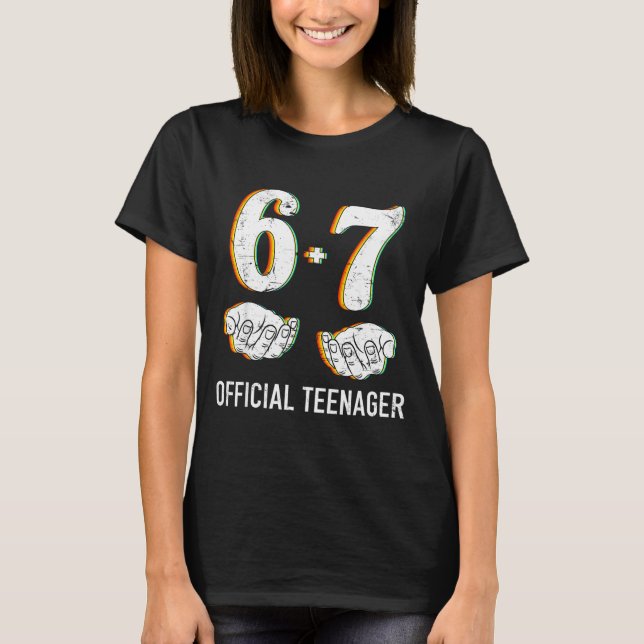 T-shirt 6+7 Year Old Boys Girls Teenager 13th Birthday Fun (Devant)