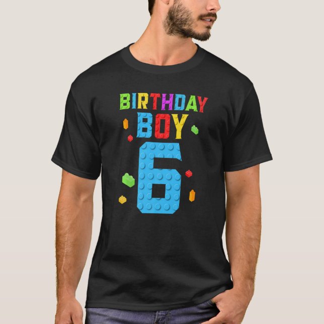T-shirt 6 Anniversaire Boîtier Blocs Bâtir Garçons Enfant (Devant)