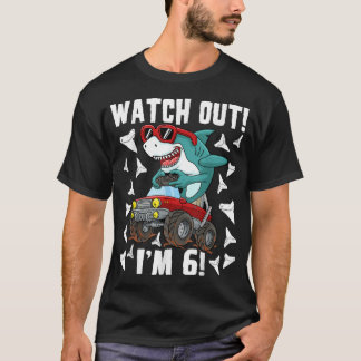 T-shirt 6 Ans 6Anniversaire Shark Boy Girl Monster Tr