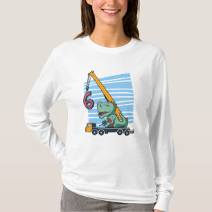T-shirt 6 ans 6e anniversaire grue mobile Dinosaur