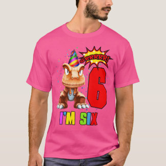 T-shirt 6 Ans 6E Anniversaire Je Suis Six Dinosaur Bi Amus