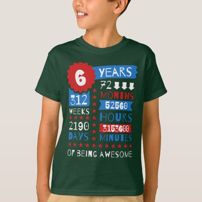 T-shirt 6 ans d'être impressionnant - 6ème chemise de (Devant)