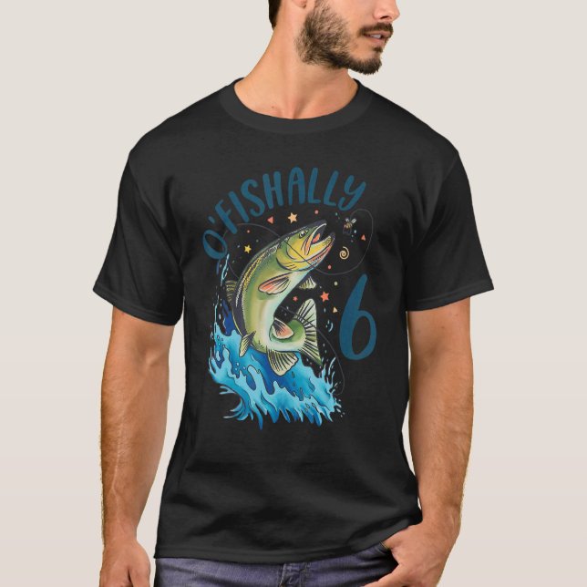 T-shirt 6 ans Pêche Anniversaire 6e basse Poisson Enfants  (Devant)