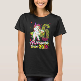 T-shirt 6 Ans Unicorne Flossant 6e Anniversaire Fille Un