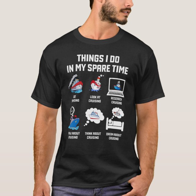 T-shirt 6 Choses que je fais dans mon temps libre - Croisi (Devant)