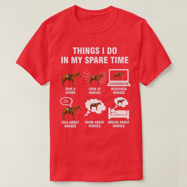 T-shirt 6 Choses Que Je Fais Dans Mon Temps Libre - Équita (Design devant)