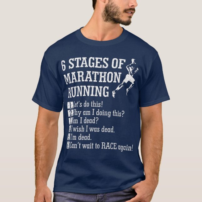 T-shirt 6 Étapes de Marathon    RunningGift pour coureur (Devant)