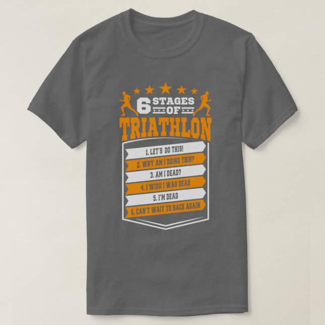 T-shirt 6 Étapes Du Cadeau De Triathlon (Design devant)