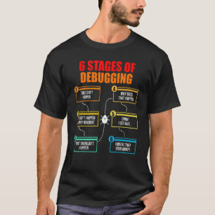T-shirt 6 Étapes Du Débogage Du Logiciel Programmeur Coder