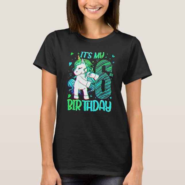 T-shirt 6 Years Old Unicorn Flossing (Devant)