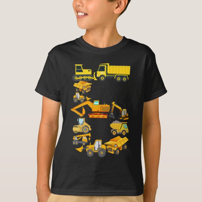 T-shirt 6e anniversaire Construction Camion 6 ans Garçon E (Devant)