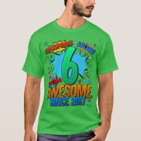 6e anniversaire de style de bande dessinée Awesome