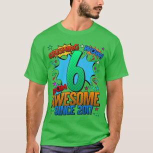 T-shirt 6e anniversaire de style de bande dessinée Awesome