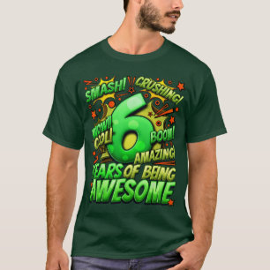 T-shirt 6e anniversaire de style de bande dessinée Awesome