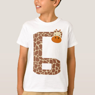 T-shirt 6e anniversaire Giraffe Animal 6 ans Garçons Enfan