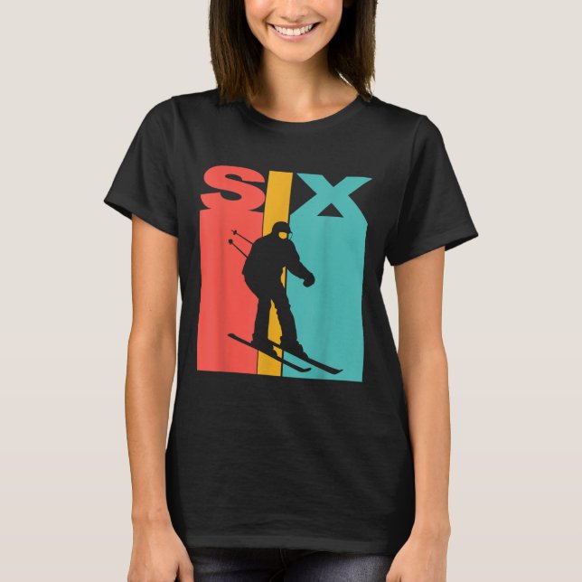 T-shirt 6e anniversaire Retro Ski 6 ans Garçons Anniversai (Devant)