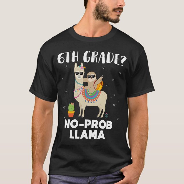 T-shirt 6e classe no prob llama (Devant)