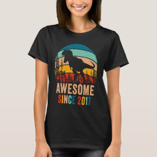 T-shirt 6ème Anniversaire rétro Dinosaur T Rex Garçons stu