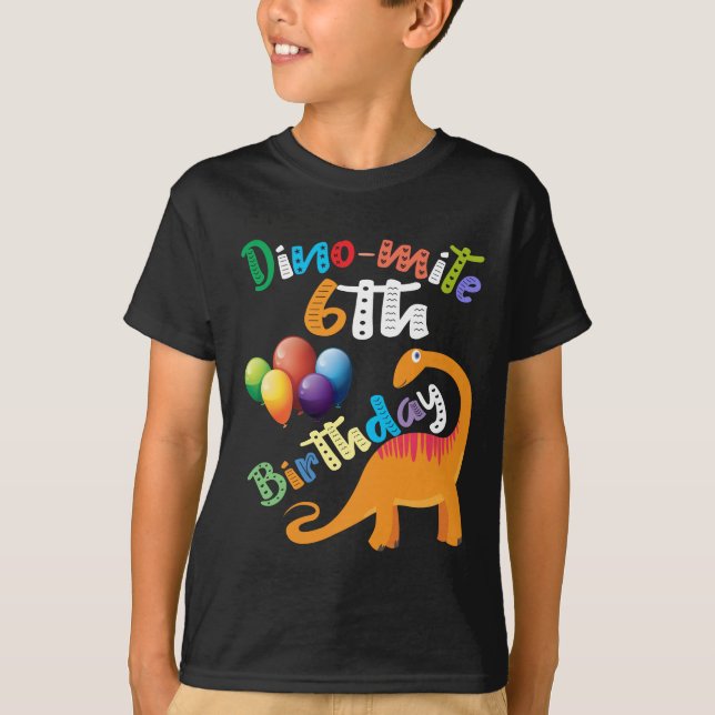 T-shirt 6ème cadeau d'anniversaire de dinosaure d'acarides (Devant)