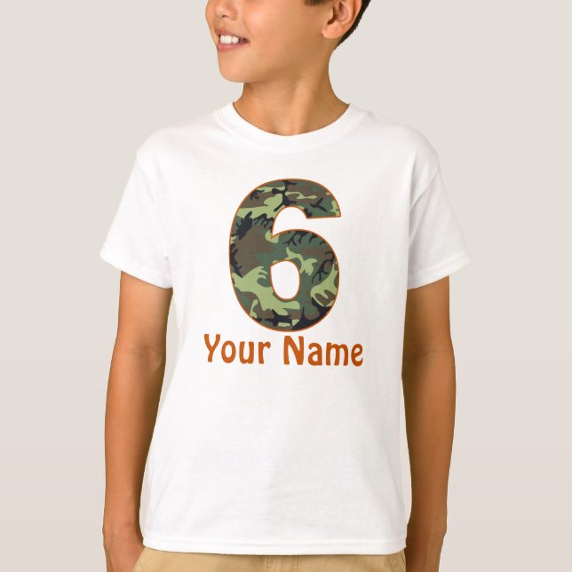 T-shirt 6ème Chemise de Camo personnalisée par (Devant)