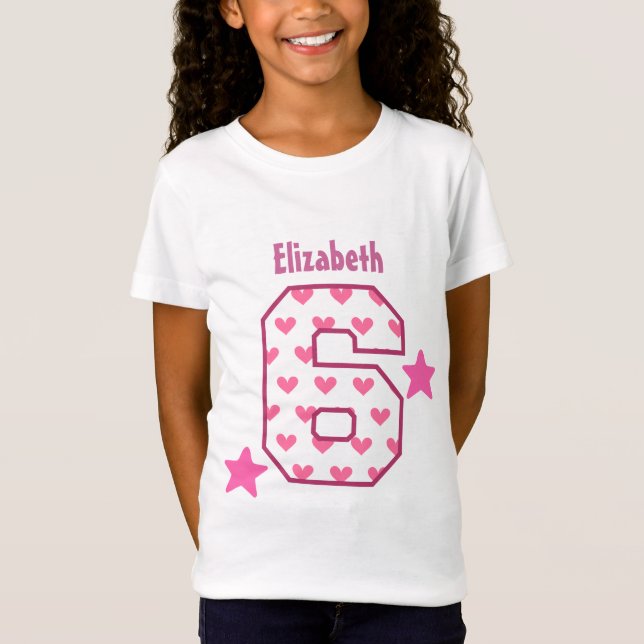 T-Shirt 6ème Coutume de six ans V07C de COEURS de fille (Devant)
