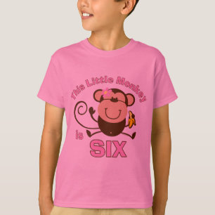 T-shirt 6ème fille d'anniversaire de petit singe