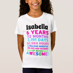 T-Shirt 6ème Fille de chemise d'anniversaire six ans