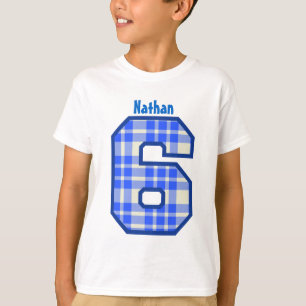 T-shirt 6ème Nom V03A de nombre de motif de plaid