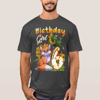T-shirt 6th Birthday Girl Fo Birthday 6 Year Old Fo Animal