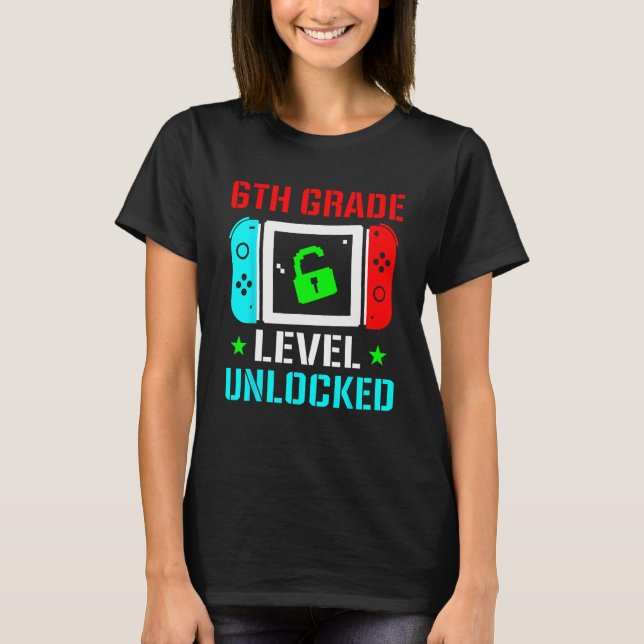 T-shirt 6th Grade Level Unlocked  Back To School Gamer Boy (Devant)