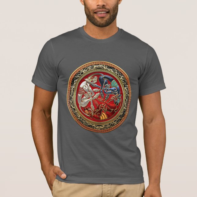 T-shirt [700] Trésors celtiques - Trois Chiens sur l'or (Devant)