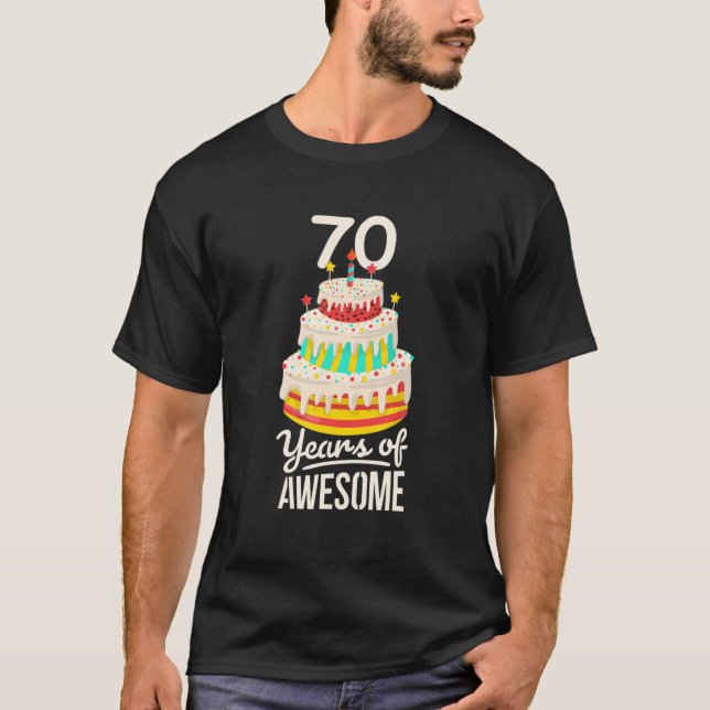 T-shirt 70 Ans De Génial Gâteau D'Anniversaire De 70E Anni (Devant)