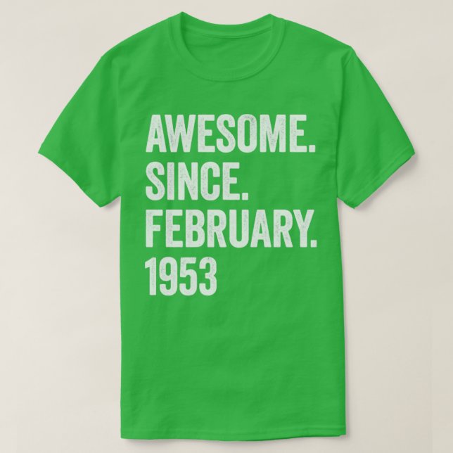 T-shirt 70 ans d'émerveillement depuis février 1953 70e an (Design devant)