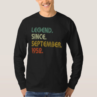 T-shirt 70 Years Old  Legend Since September 1952 70th Bir
