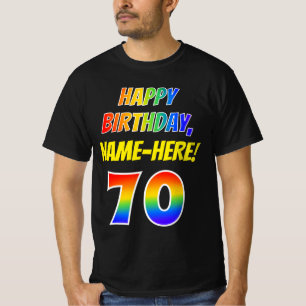 T-shirt 70e anniversaire — Bold, Fun, Rainbow 70, Nom pers