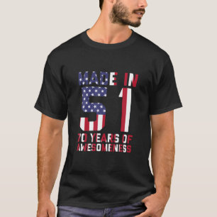 T-shirt 70E Anniversaire Cadeau Hommes Américains Femmes 
