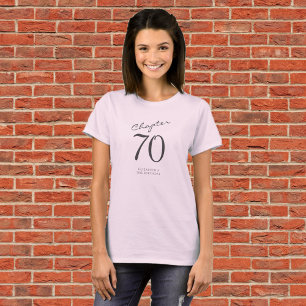 T-shirt 70e anniversaire fête Gris Script rose