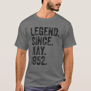 T-shirt 70E Anniversaire Mai Né 70 Ans Légende Depuis 1952